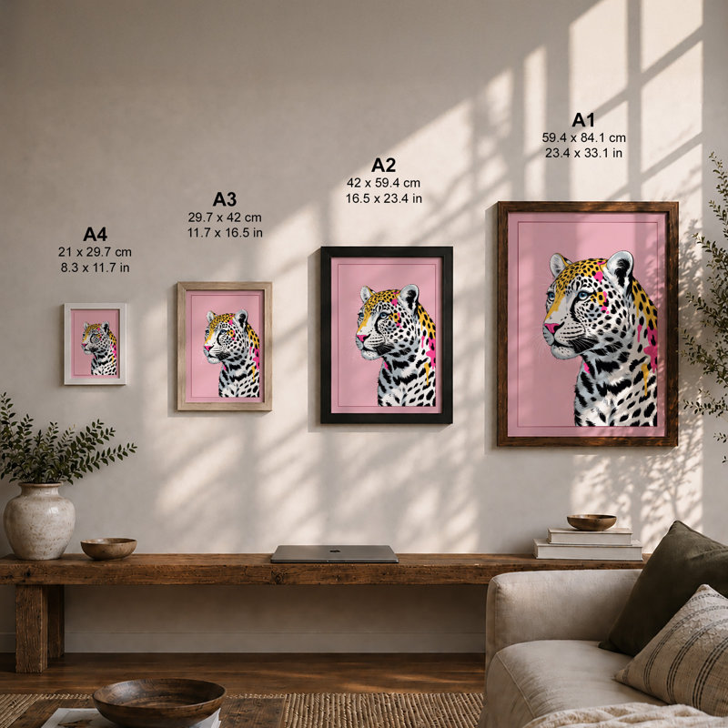 Leopard in Profile Modern - Framed Print, Walnut, A4 - 29.7 x 21.0 cm