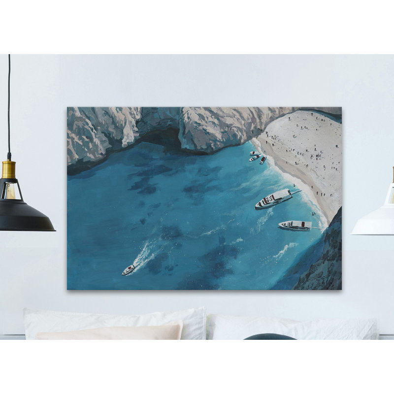 Blue Cove - Wrapped Canvas Painting, 101cm H x 152cm W x 3.81cm D