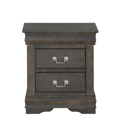Dark Grey 2-Drawer Nightstand