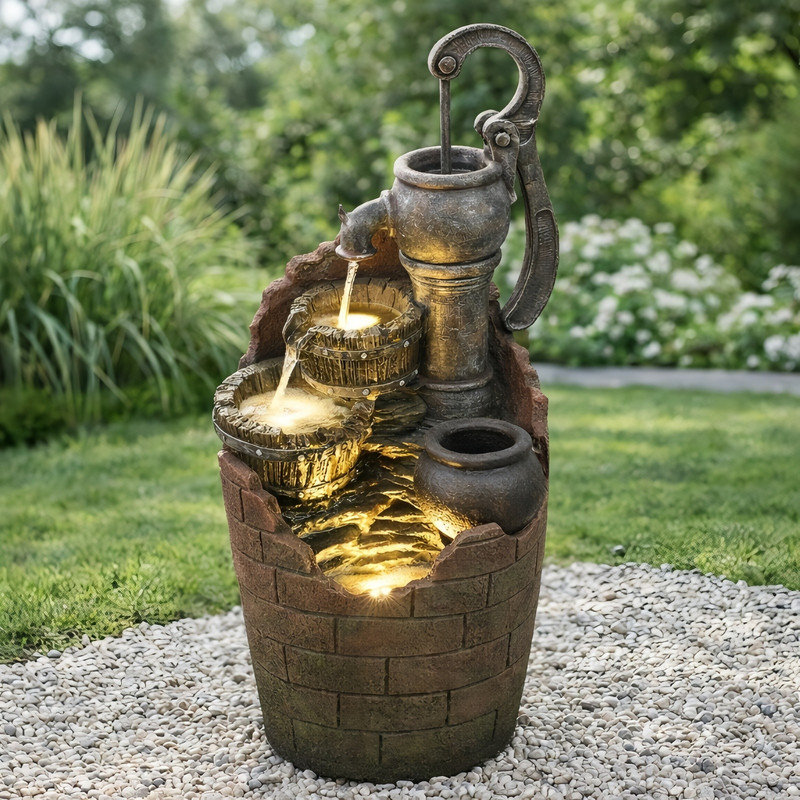 32.6" H 4-Tier Outdoor Garden Fountain