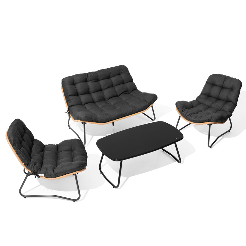 4-person Patio Conversation Sets With Table, Black