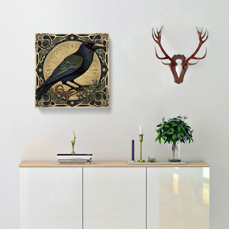 Crow Art Nouveau No.1 - Wrapped Canvas