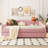 Pink Fleece Daybed With Led And Collapsible Trundle - Portable Convenient Upholstered In Soft Cozy-6654890-6654891