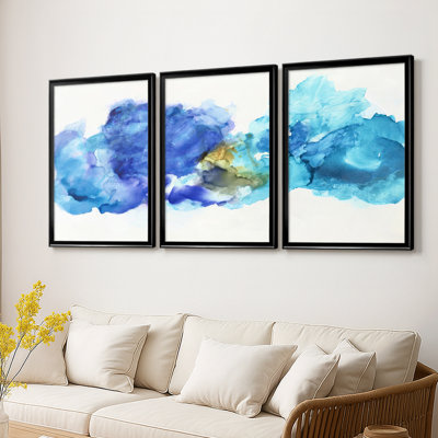 Waterscape I - Toile tendue avec châssis sur mesure - 3 pièces