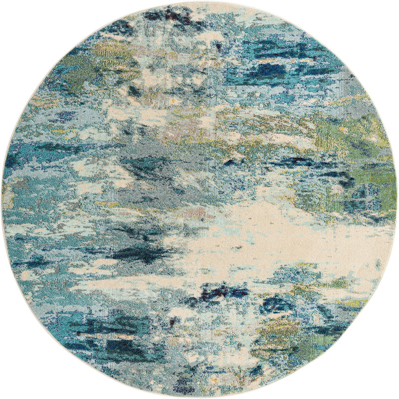 Keimar Washable Abstract Indoor Rug, Round 7'11"