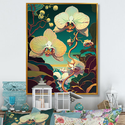 " Blossoming Orchid In Bright Retro Colors II "