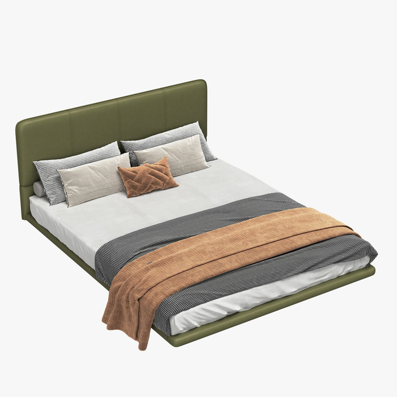 Holiman Platform Floating Bed With LED Light, Full / Double, Green
