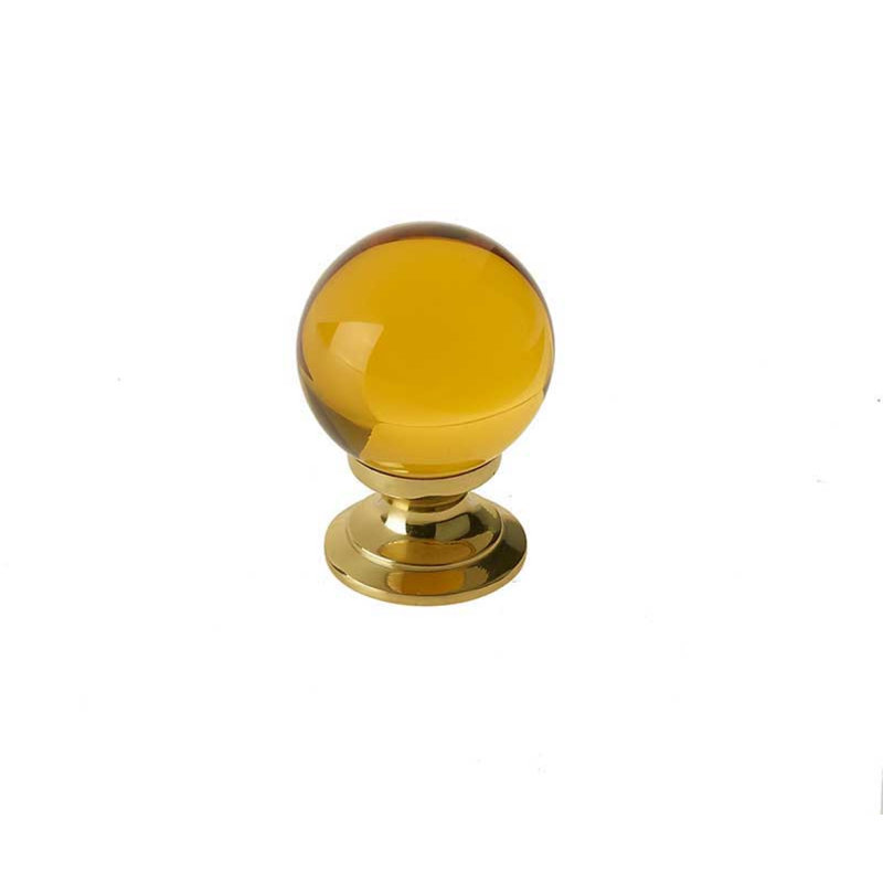 Collin Round Knob, Polished Brass/Amber, 30mm