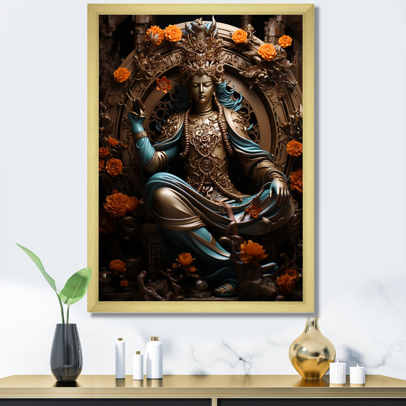 " Hinduism Brahmas Boundless Bronze ", Gold Single Picture Framed, 32" H x 24" W x 1" D