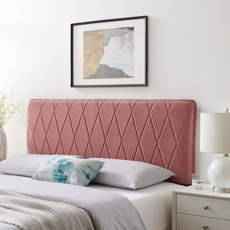 Leila Performance Velvet Headboard, Queen, Dusty Rose