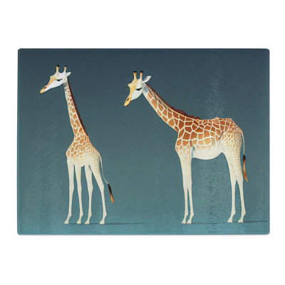 Two Young Giraffes  Glass Chopping Board