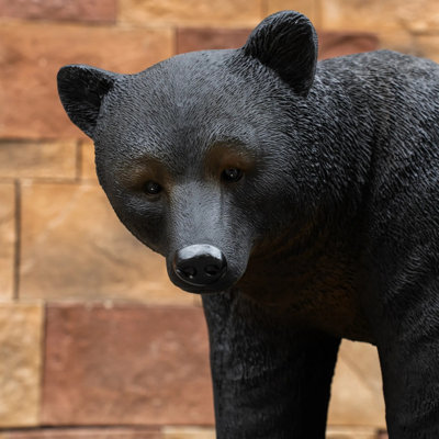 Realistic Black Bear Outdoor Garden Statue, Rustic Wildlife‑Inspired Sculpture for Yard, Patio, Porch and Entryway Decor