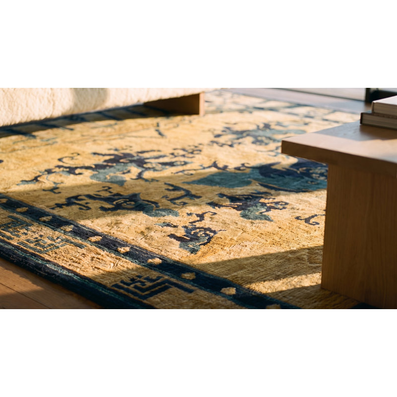 Antique Ningxia Chinese Allover Ivory 1850s Rug