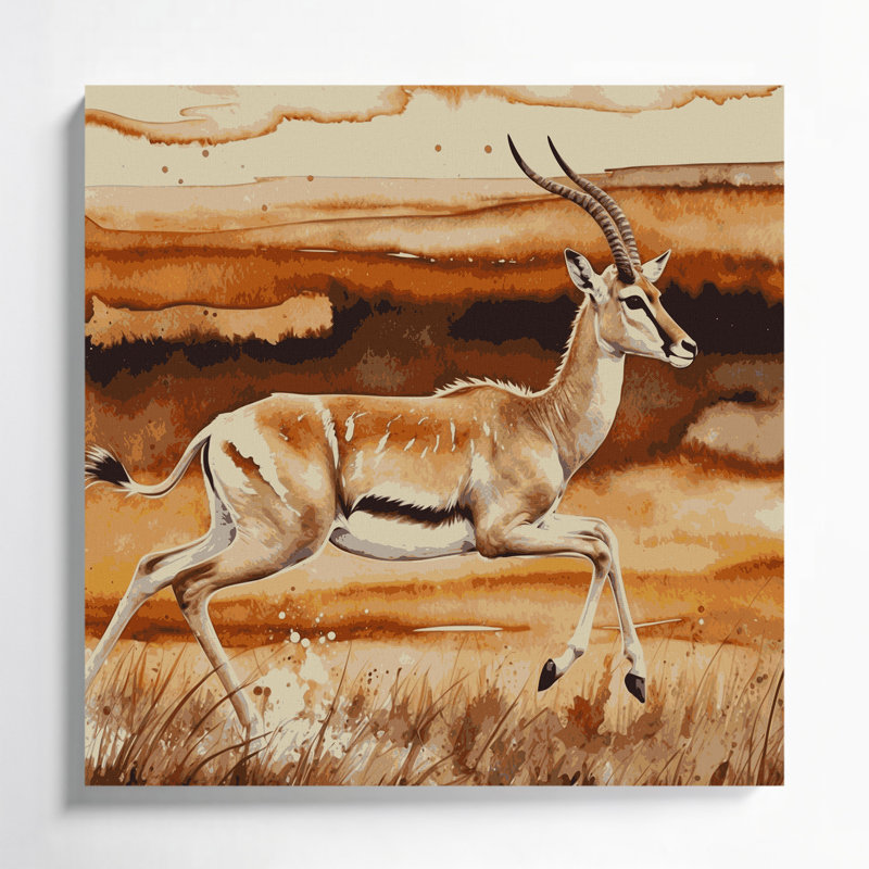 Faune Dorcas Gazelle, art mural sur toile brune, H 8 po x l 8 po
