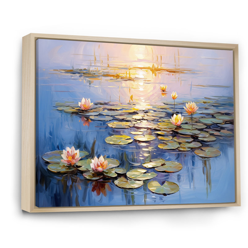 «Monets Water Lily Pond Reflections 4 - Lake», art mural, Cadre flottant brun, H 30 po x l 40 po x P 1,5 po