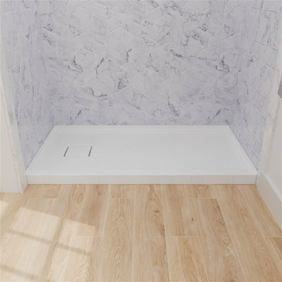 60 po X 32 po Base rectangulaire en acrylique pour salle de bain avec drain à gauche