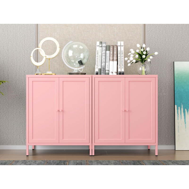 2 Door Metal Storage Side Buffet Cabinet For Bed Room,living Room,entryway,hallway,home,hotel,office,garage,kitchen,1 Removable Shelf.
