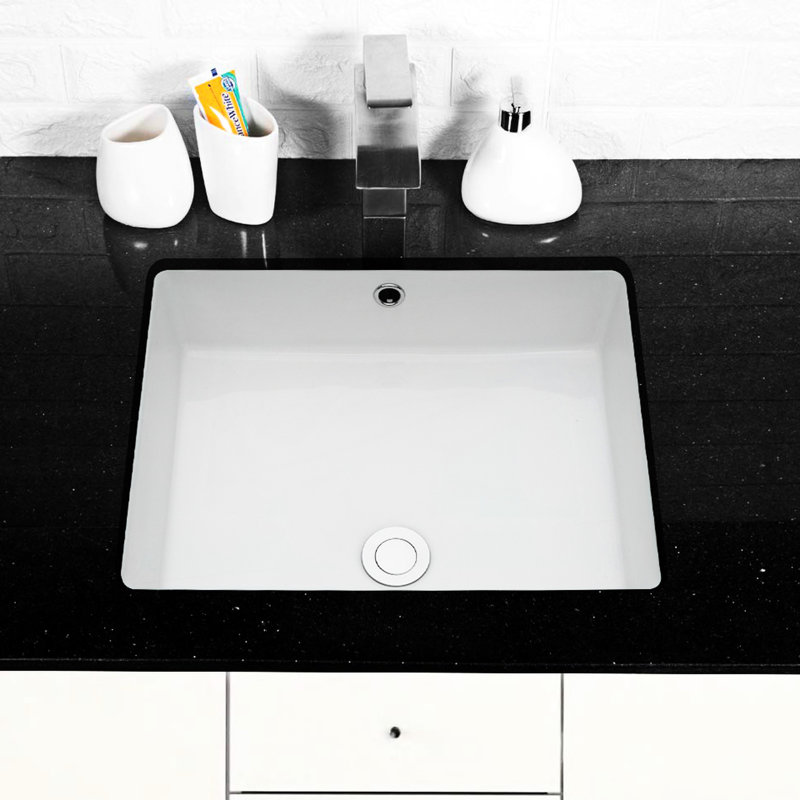 Stain Ceramic Bathroom Sink - Rectangular Undermount For Easy Maintenance In