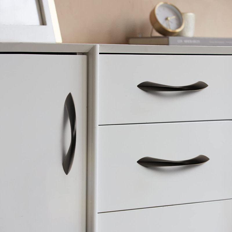 Black Cabinet Pulls 3 Inch Arch Twisted Matte Black Handles Drawer Kitchen Cupboard Bathroom Dresser Cabinet Hardware Zinc Alloy 10 Pack