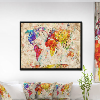 «Vintage World Map Watercolor», peinture