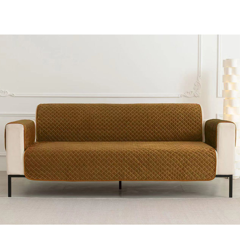 Housse antidérapante pour canapé (68/78 po), H 75,5 po x l 124 po x P 68 po, Velours de polyester brun