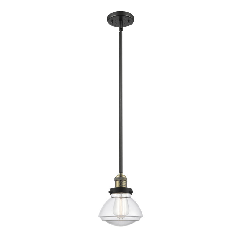 Luminaire suspendu simple à 1 lumière Chesterville, Ampoule non incluse, Transparent, Laiton antique noir