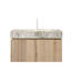 Meuble-lavabo flottant en contreplaqué de 30 po, comptoir en pierre frittée grise, cuve en céramique, 1 trou de robinet pré-percé, couleur chêne blanc, style élégant, rangement généreux, tiroir à fermeture en douceur, système