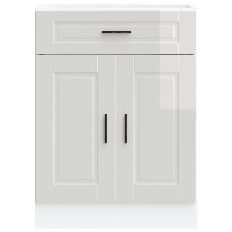 Latitude Run Kitchen Corner Base Cabinet Porto Engineered Wood, High Gloss White