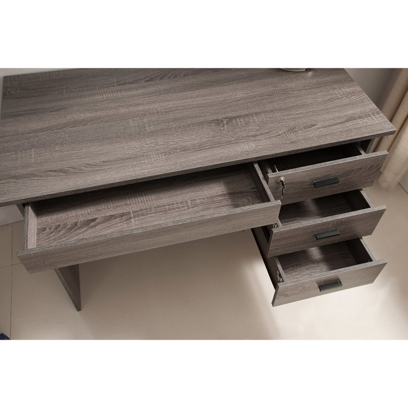 Bureau avec 3 tiroirs verrouillables en gris patiné 3 pour la productivité du bureau à domicile