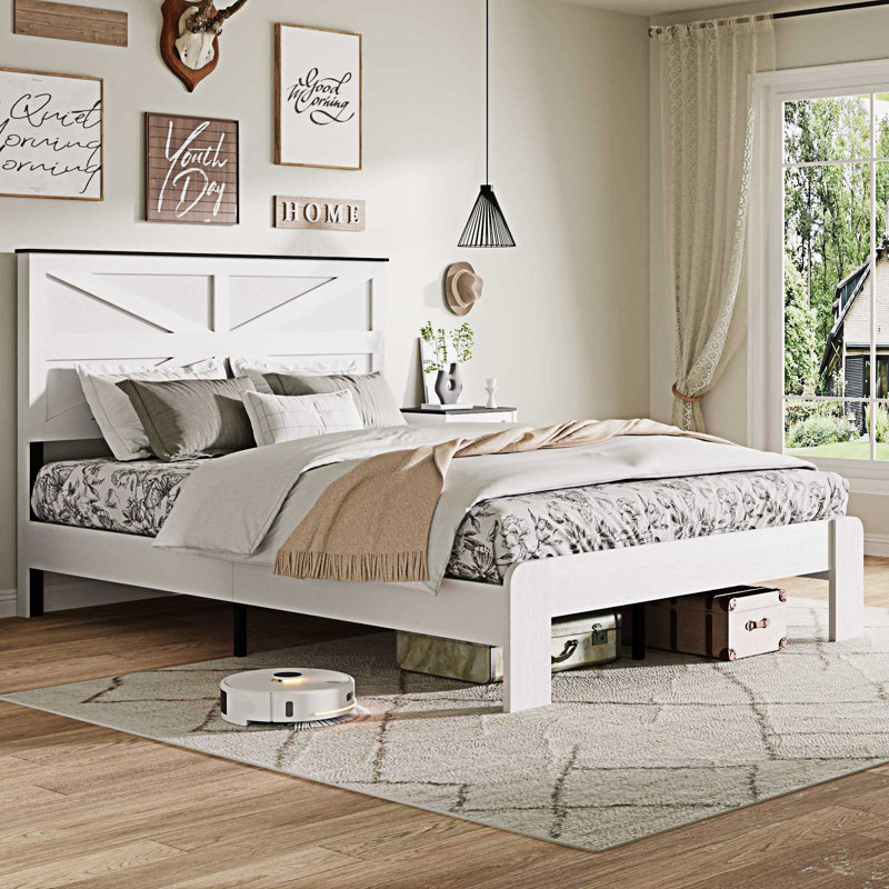 Base de lit plateforme en bois d'inspiration industrielle, Grand lit