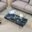 Table basse moderne à deux niveaux - verre trempé transparent et texture marbre, design de rangement multifonctionnel. L'étage inférieur comprend un tiroir. Peut être utilisé comme table basse, table d'appoint, etc.-339198509