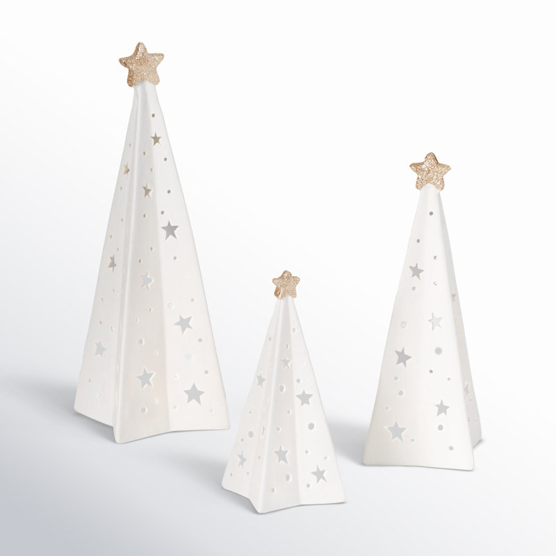 Lighted Star Trees - Set Of 3