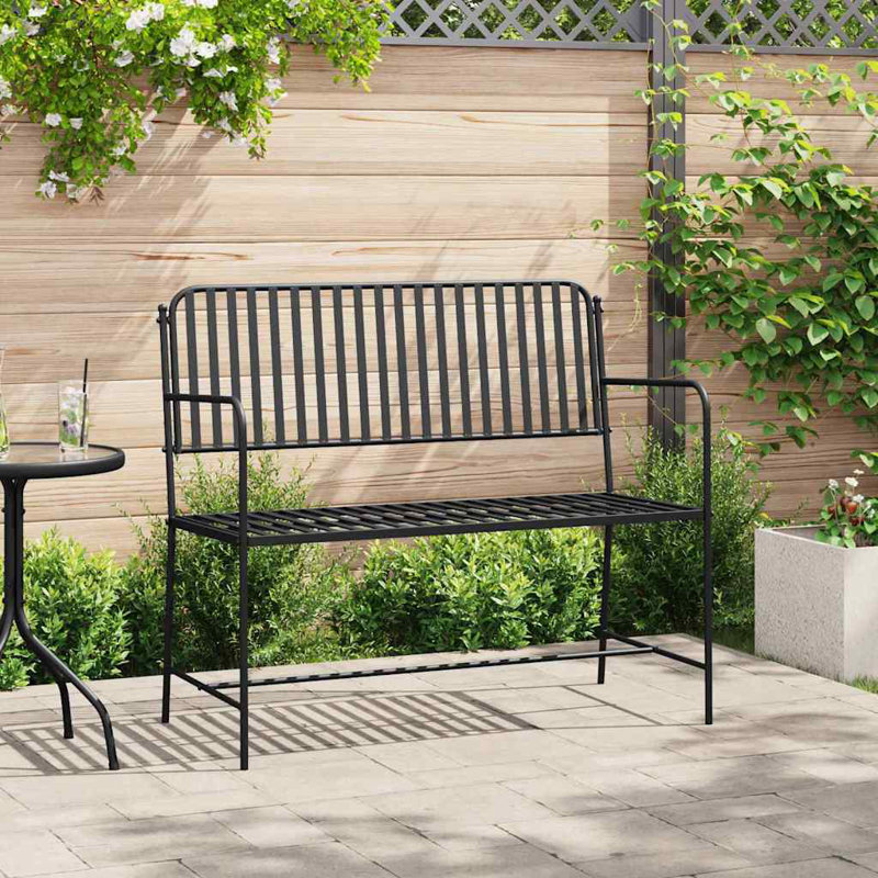 Steel Outdoor Bench, Black