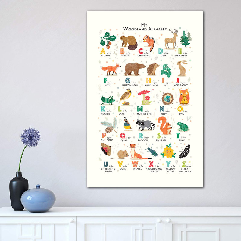 Woodland Alphabet - Wrapped Canvas Print, 66.04 cm H x 45.72 cm W x 1.91 cm D