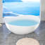 Baignoire autoportante de 63 po à surface solide, baignoire de trempage autoportante en résine d'ingénierie de luxe avec trop-plein et bonde escamotable pour salle de bain contemporaine, blanc brillant