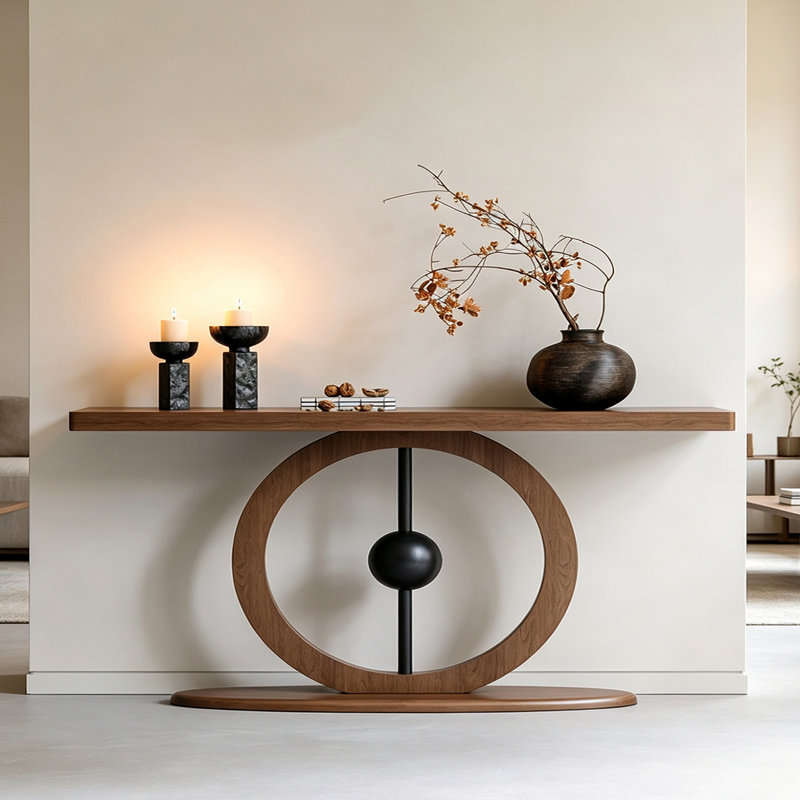 Console Wabi-Sabi, Brown, H 29,5 po x l 78,7 po x P 13,8 po, Brun, Brown