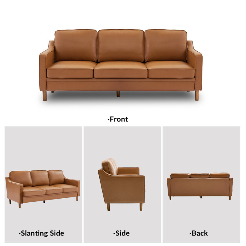 Azriah 3 Piece Faux Leather Living Room Set, Brown