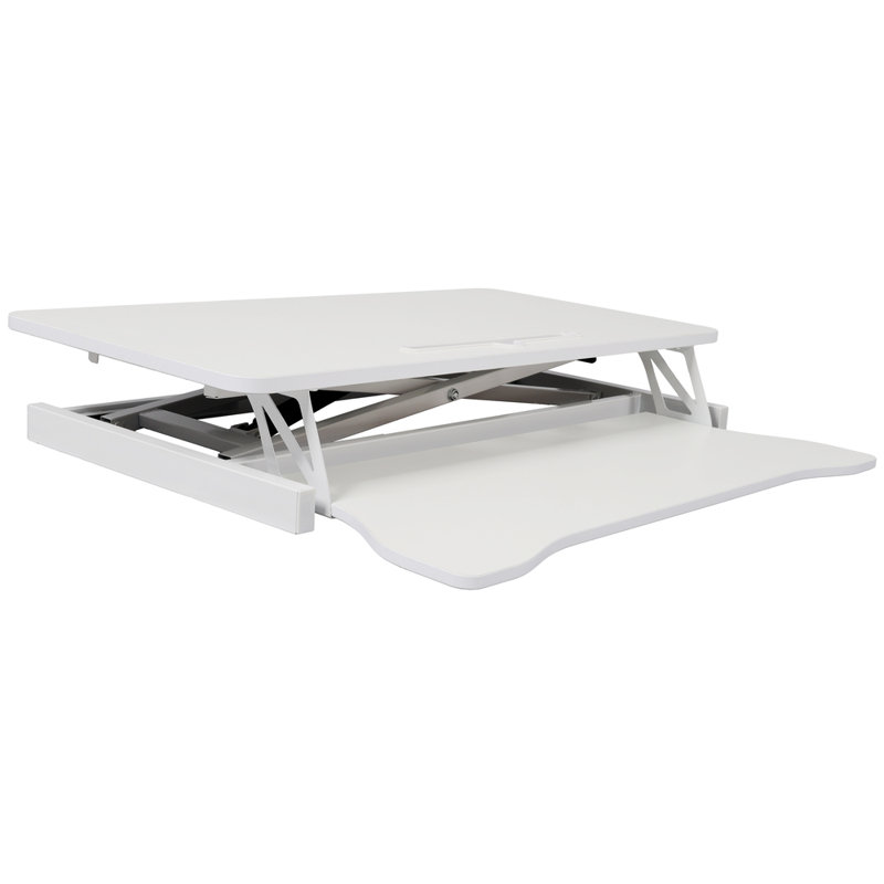 Adjustable Height Standing Laptop Desk Converter – Sit To Stand Workstation With Keyboard Tray (5.3”-19.5” Height Range, 31.5”x15.7” Main Platform, 29.5”x11.8” Tray, 44lbs Capacity, Smooth Gas Spring Lift)