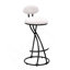 Ensemble de 2 tabourets de bar ronds à imprimé rond en métal noir pour îlot de cuisine et tabourets de comptoir de salle à manger (imprimé noir et blanc)-1728175768