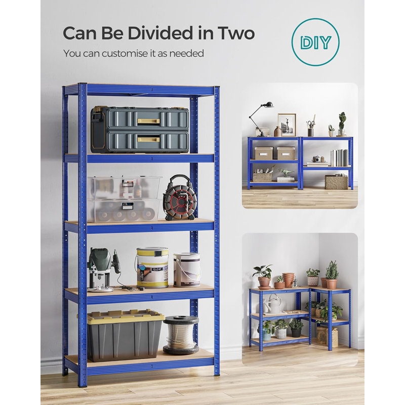 90cm W Metal Shelving Unit, Blue