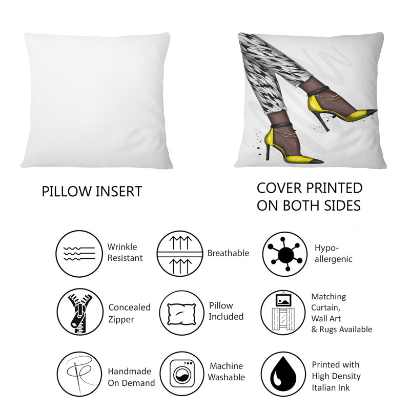 Pied de femme en talon haut jaune à talons hauts II - Coussin décoratif imprimé moderne