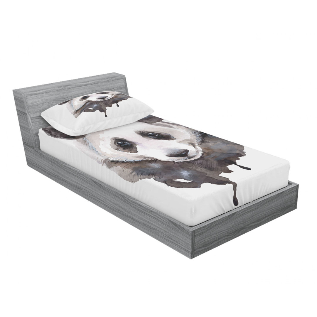 Panda Bear Microfiber Sheet Set Ambesonne 