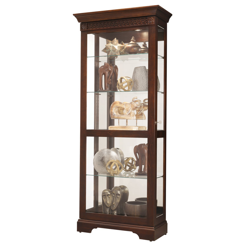 Hampton Cherry Lighted Glass Curio Cabinet