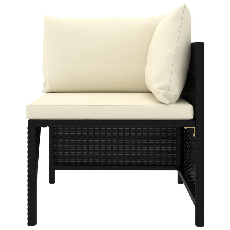 Ensemble de canapé modulaire d'extérieur 7 pièces Avio, forme carrée, rotin de polyester, Noir, noir, noir, noir