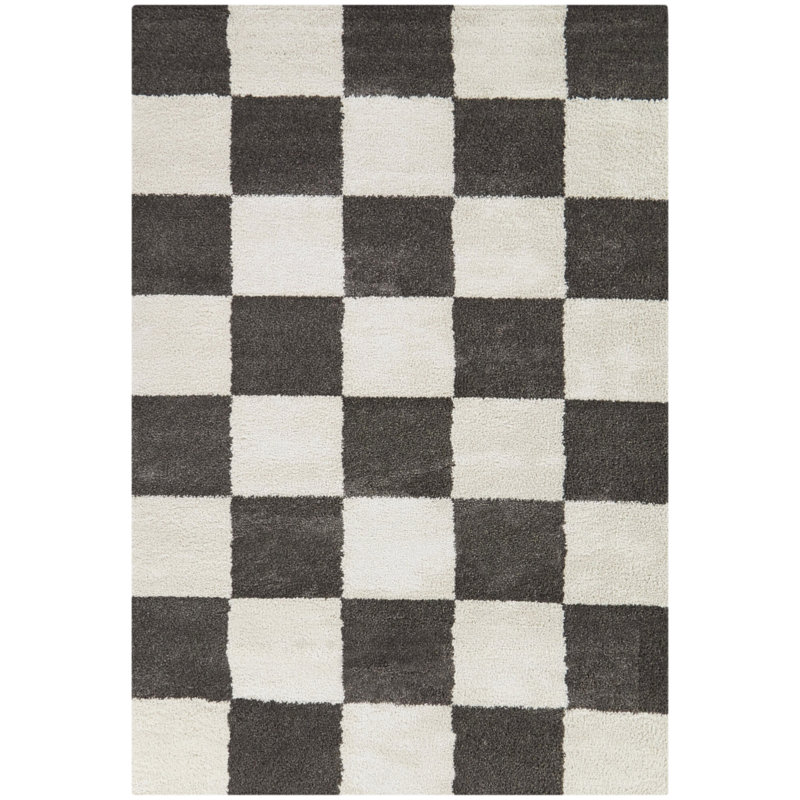 Tapis à carreaux gris foncé Reinhart, Rectangle 5 pi 3 po x 7 pi