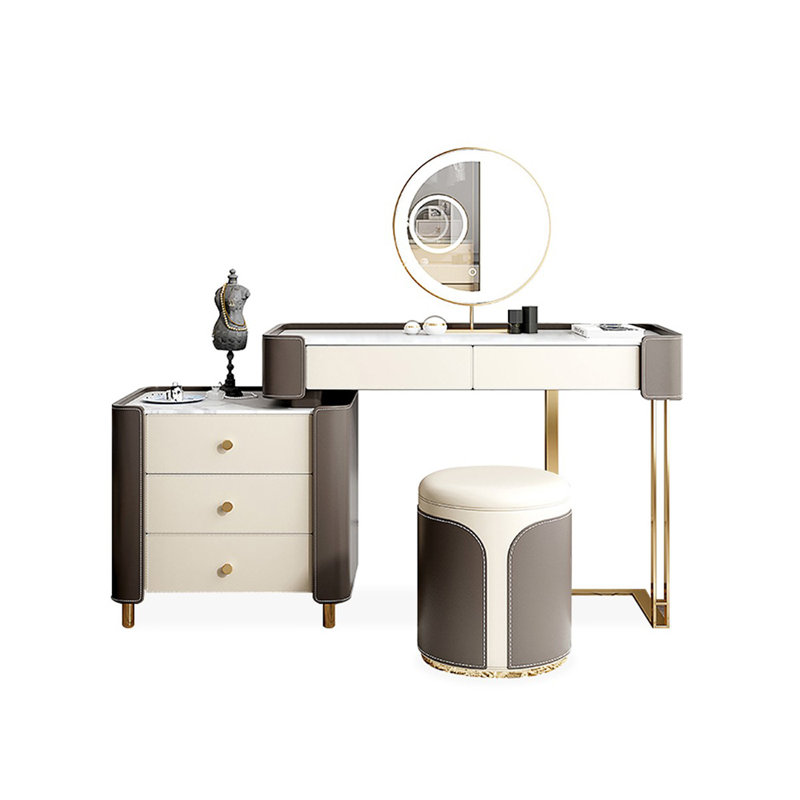 Makeup Vanity with Light mirror,5 drawers,1 chair