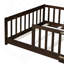 Lit simple au sol avec clôture sans porte, lit en bois d'hévéa avec garde-corps de sécurité, espresso-1990595763