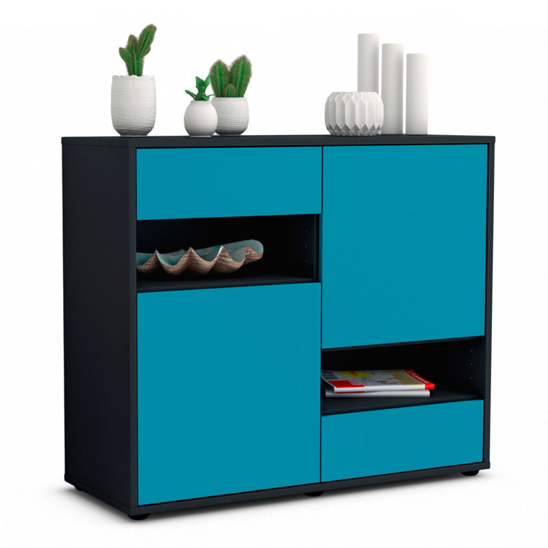 Ramsel 92cm Sideboard, Anthracite/Turquoise