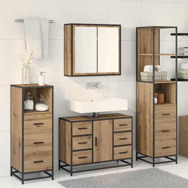 Vanity & Mirror Set, Artisan Oak