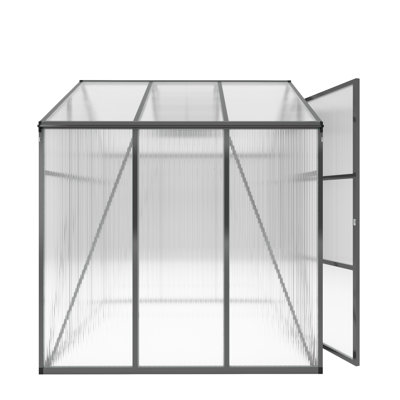 Heavy-Duty Aluminum Walk-In Greenhouse With 4Mm Polycarbonate Panels, Raised Base & Anchor Kit - Windproof All-Season Outdoor Greenhouse (Black) For Backyard/Terrace/Garden, Uv Protection & Drainage System